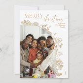 ミニマシンプルリスト1フォトホワイト金ゴールドクリスマス シーズンカード (正面)