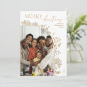 ミニマシンプルリスト1フォトホワイト金ゴールドクリスマス シーズンカード (スタンド正面)