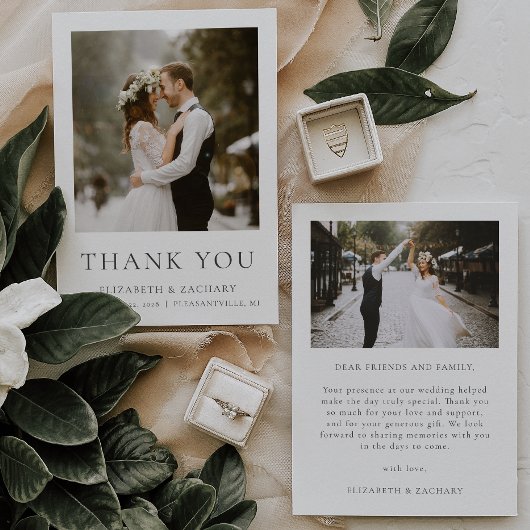 ミニマシンプルリスト2枚の写真結婚のサンキューカード サンキューカード