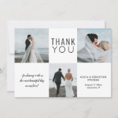 ミニマシンプルリスト4フォト結婚コラージュ サンキューカード (正面)