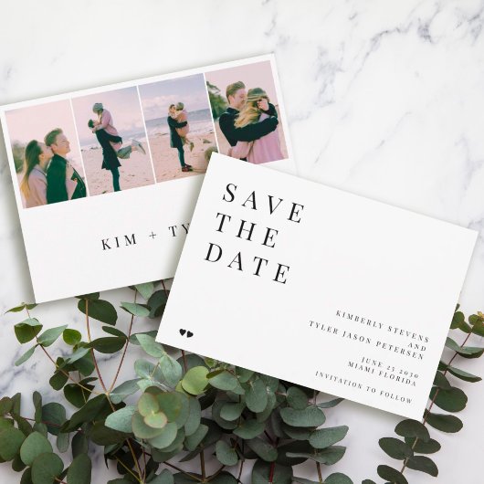 ミニマシンプルリスト4枚のタイポグラフィ結婚ズ セーブザデート