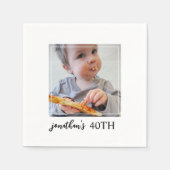 ミニマシンプルリスト40歳の誕生日パーティー写真 スタンダードカクテルナプキン (正面)