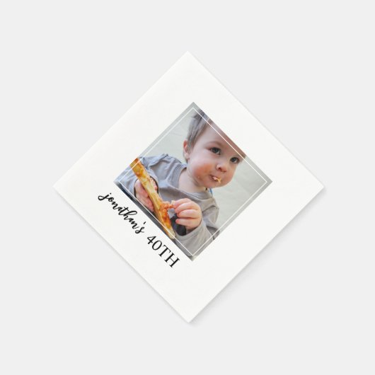 ミニマシンプルリスト40歳の誕生日パーティー写真 スタンダードカクテルナプキン (角)