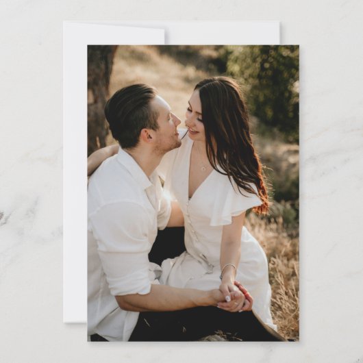 ミニマシンプルリスト|ダークセージ写真のブ結婚ランチ 招待状 (裏面)