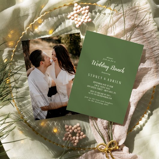 ミニマシンプルリスト|ダークセージ写真のブ結婚ランチ 招待状