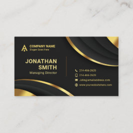 ミニマシンプルリスト，ラグジュアリー，プレミアム，ブラック，金ゴールド 名刺