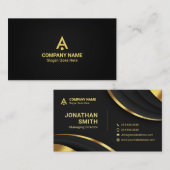 ミニマシンプルリスト，ラグジュアリー，プレミアム，ブラック，金ゴールド 名刺 (正面/裏面)