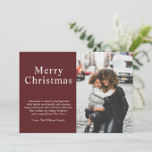 ミニマシンプルリストBurgundy写真メリークリスマス シーズンカード (スタンド正面)