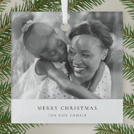 ミニマシンプルリストChirstmas白黒フォト ガラスオーナメント