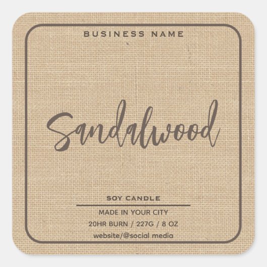 ミニマシンプルリストlinenルックスクリプトキャンドルスクアール スクエアシール (正面)