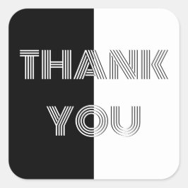ミニマシンプルリストOpアート白黒ありがとう スクエアシール