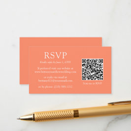 ミニマシンプルリストQRコー結婚ドのコーラルRSVP エンクロージャーカード