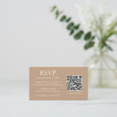 ミニマシンプルリストQRコー結婚ドのTaupe RSVP エンクロージャーカード (スタンド正面)