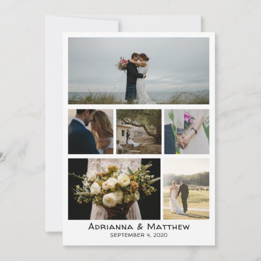 ミニマシンプルリストSix Photo結婚's Thank you サンキューカード (正面)