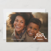 ミニマシンプルリメリーム写真のクリスマスの弓フラット シーズンカード (正面)