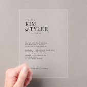 ミニマシンプルリモダンタイポグラフィ結婚の アクリル招待状 (インサイチュ (ポータブル))