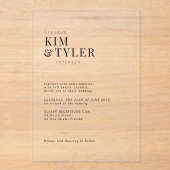 ミニマシンプルリモダンタイポグラフィ結婚の アクリル招待状 (正面)