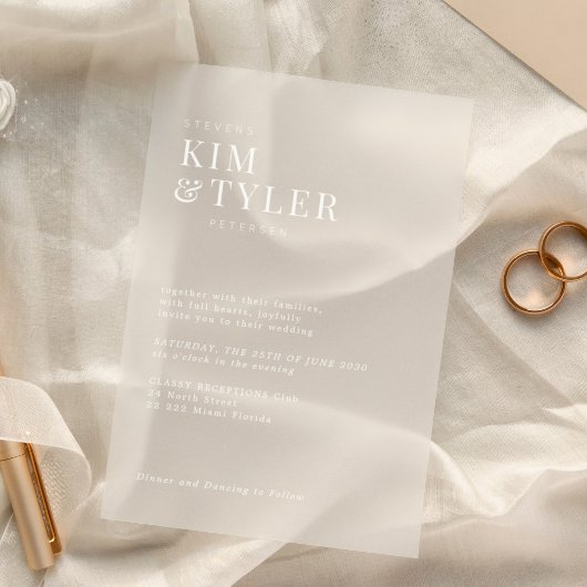 ミニマシンプルリモダンタイポグラフィ結婚の アクリル招待状