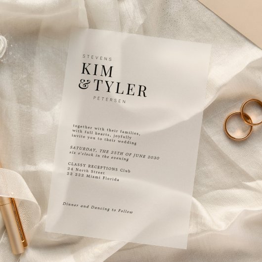 ミニマシンプルリモダンタイポグラフィ結婚の アクリル招待状