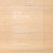 ミニマシンプルリモダンタイポグラフィ結婚の アクリル招待状 (正面)