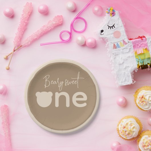ミニマシンプルリモダンムの小さなクマの最初の誕生日 ペーパープレート (パーティー)