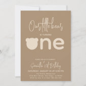 ミニマシンプルリモダンムの小さなクマの最初の誕生日 招待状 (正面)