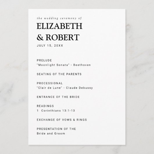 ミニマシンプルリモダン結婚ズムのセレモニー・ブラック プログラム (正面)