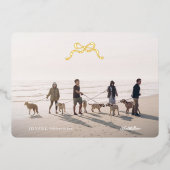 ミニマシンプルリ写真メリー金ゴールドのクリスマスボウ 箔シーズンカード (正面)