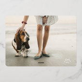 ミニマシンプルリ写真メリー金ゴールドのクリスマスボウ 箔シーズンカード (裏面)