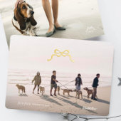 ミニマシンプルリ写真メリー金ゴールドのクリスマスボウ 箔シーズンカード