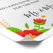 ミニマシンプルルモダンフローラ結婚ズゲストブック ポスター (角)