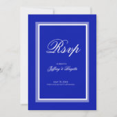 ミニマシンプルルモダンリストのブルーウェディングrsvp セーブザデート (正面)