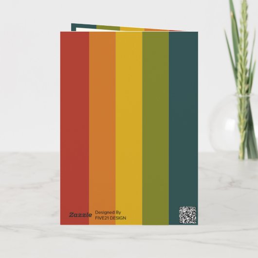 ミニマスタイリッシュモダンリストのカラーストライプクリスマス シーズンカード (裏面)