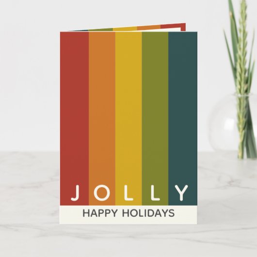ミニマスタイリッシュモダンリストのカラーストライプクリスマス シーズンカード (正面)