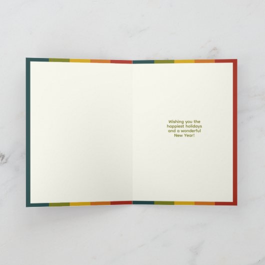 ミニマスタイリッシュモダンリストのカラーストライプクリスマス シーズンカード (内部)