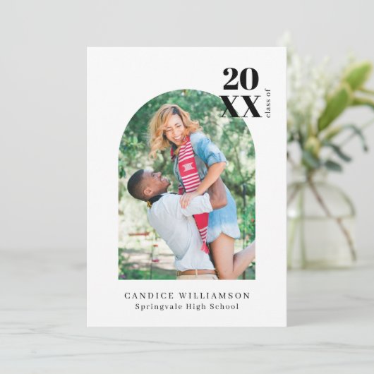 ミニマスタイリッシュモダンリストArch Graduation Photo An 案内状 (スタンド正面)