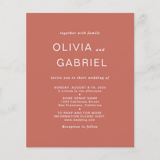 ミニマスタイリッシュリストさびモダン茶色結婚のインビ チラシ (正面)