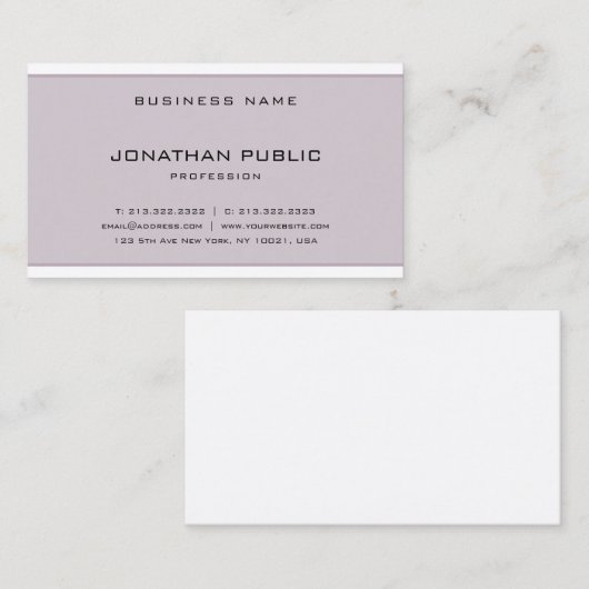 ミニマスタイリッシュリストシンプルデザインモダンパープル 名刺 (正面/裏面)