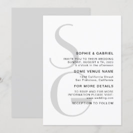 ミニマスタイリッシュリストタイポグラフィモノグラ結婚ム病 招待状