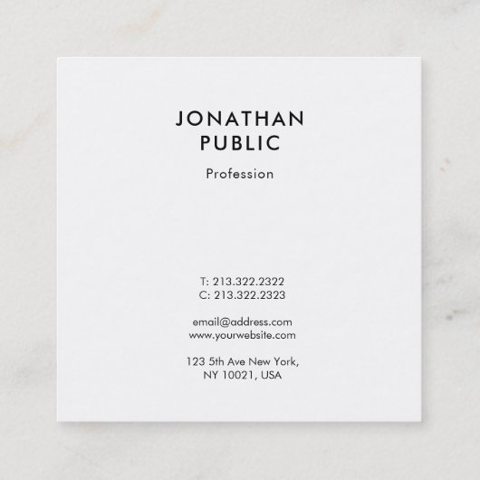 ミニマスタイリッシュリストテンプレートプロフェッショナルグラフィック スクエア名刺 (裏面)