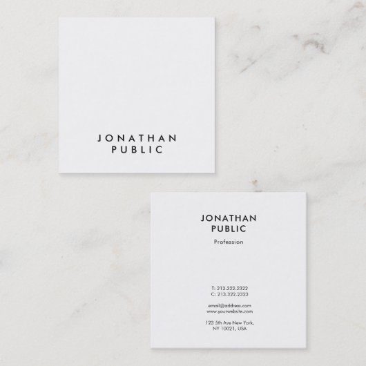 ミニマスタイリッシュリストテンプレートプロフェッショナルグラフィック スクエア名刺 (正面/裏面)