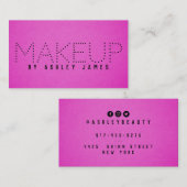 ミニマスタイリッシュリストメイクアップヘアアーティストPink Black B 名刺 (正面/裏面)
