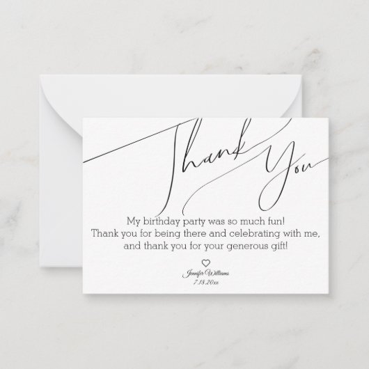 ミニマスタイリッシュリスト感謝していシック・ユー・スウィート16 ノートカード (正面)