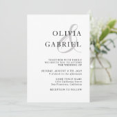 ミニマスタイリッシュリスト白モダン黒結婚の 招待状 (スタンド正面)