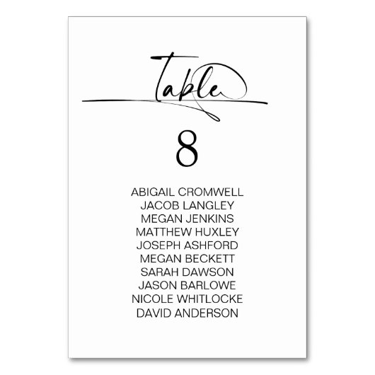 ミニマスタイリッシュリスト白黒結婚ズ テーブルナンバー (裏面)