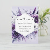 ミニマスタイリッシュリスト紫フローラ結婚ズ セーブザデート (スタンド正面)