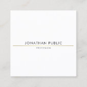 ミニマスタイリッシュリスト金ゴールドホワイトテンプレートトレンディー スクエア名刺 (正面)