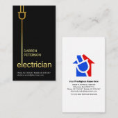 ミニマスタイリッシュリスト金ゴールド電源プラグ配線 名刺 (正面/裏面)