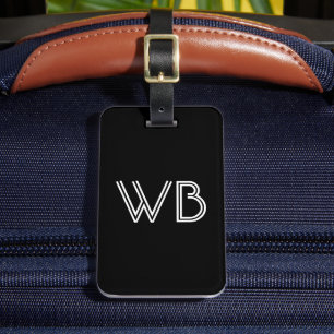 ミニマスタイリッシュリスト2モノグラムイニシャルブラック ラゲッジタグ