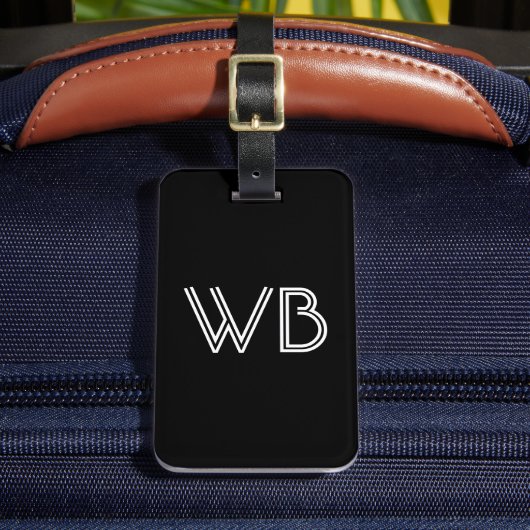 ミニマスタイリッシュリスト2モノグラムイニシャルブラック ラゲッジタグ (正面インサイチュ2)